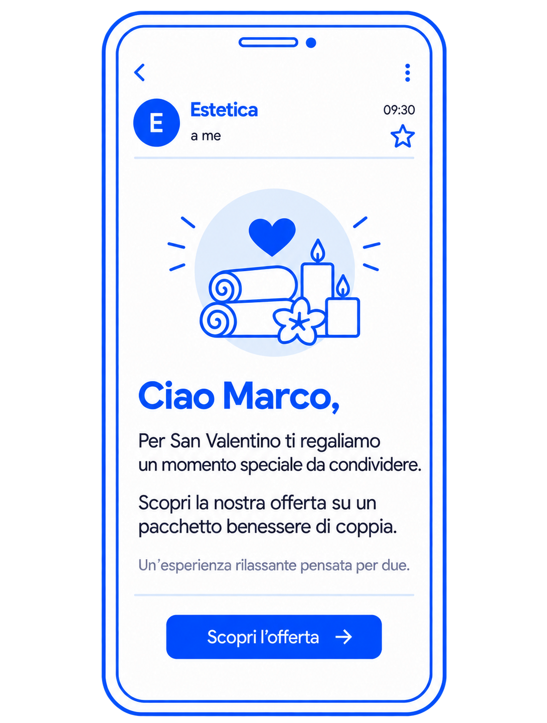 Esempio Email per San Valentino da Centro estetico a cliente Esempio Email per San Valentino da Centro estetico a cliente
