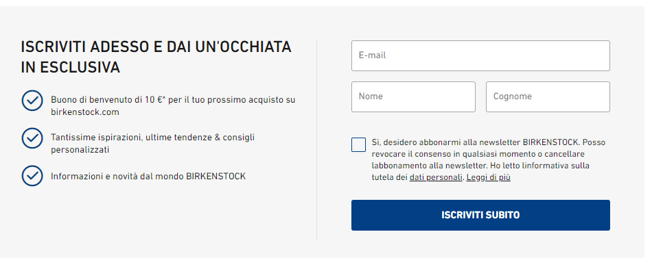 come_attirare_nuovi_clienti_birkenstock_sconto_benvenuto